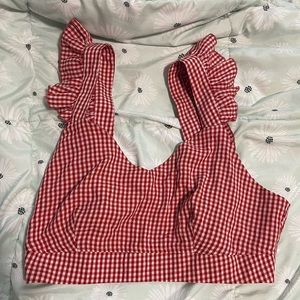 Red patterned crop top